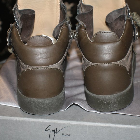 Giuseppe Zanotti May London Olive Green Suede Mid Sneaker UK42 main image 5